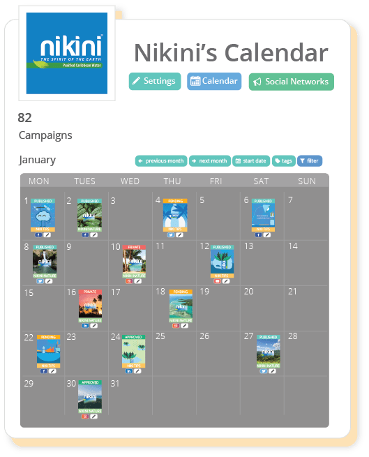 Sharelov's shared content calendar